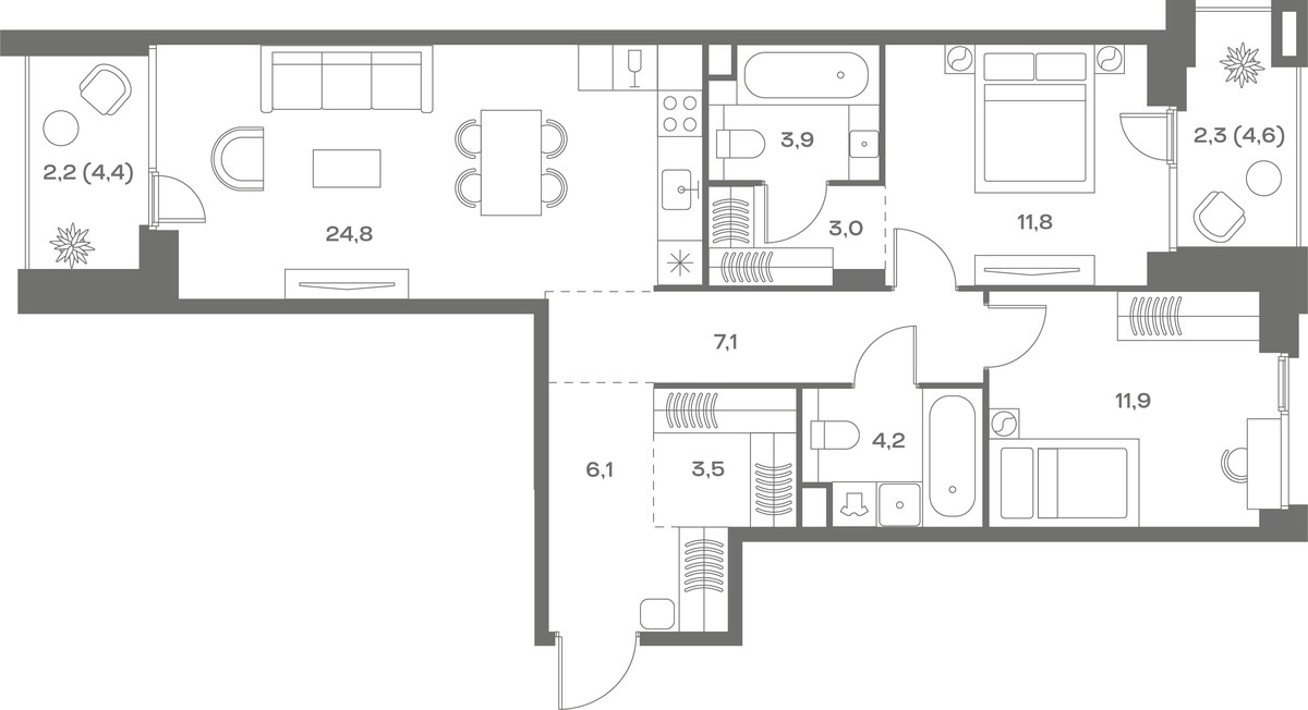 Планировка 80.8 м²
