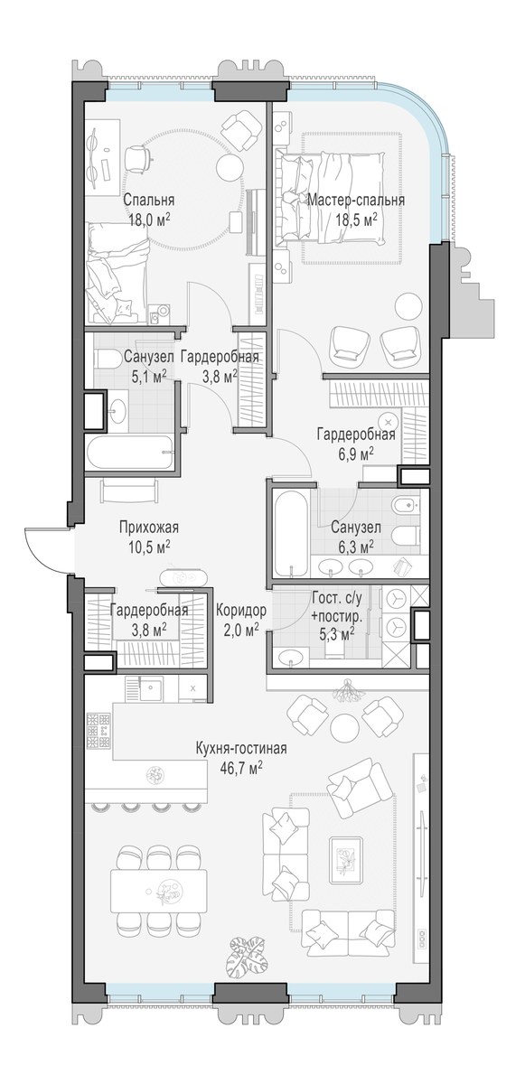 Планировка 125.4 м²