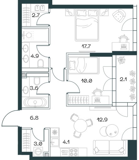 Планировка 67.9 м²