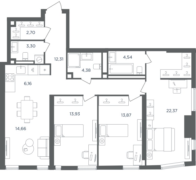 Планировка 98.22 м²