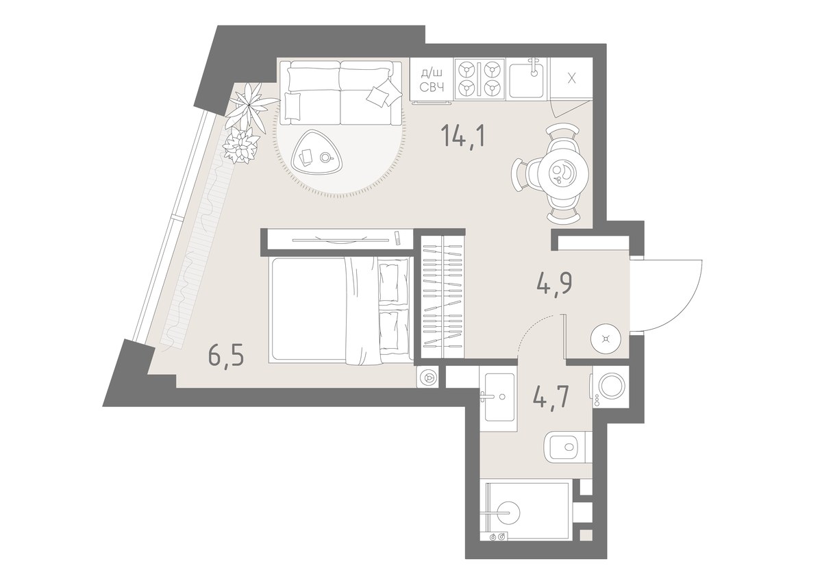 Планировка 30.2 м²