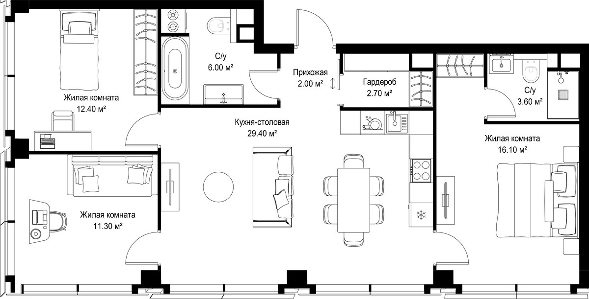 Планировка 83.5 м²