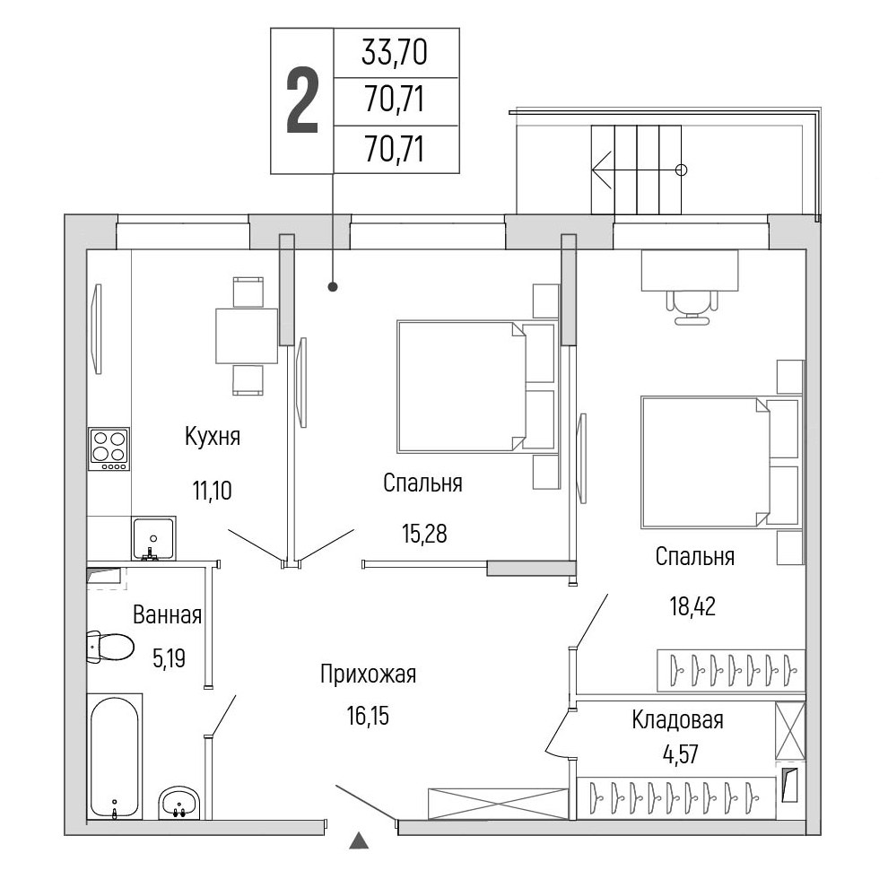 Планировка 70.71 м²