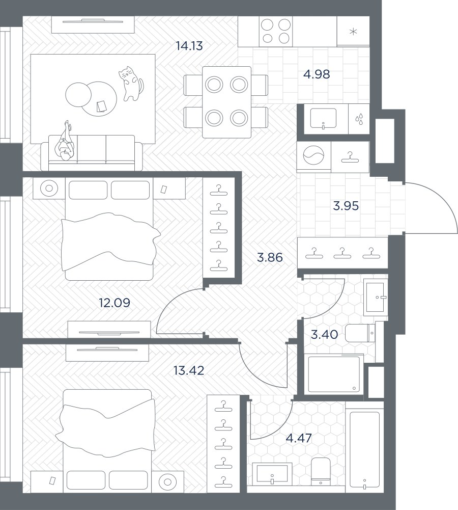Планировка 60.3 м²