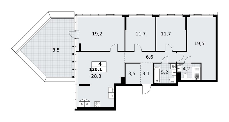 Планировка 120.1 м²