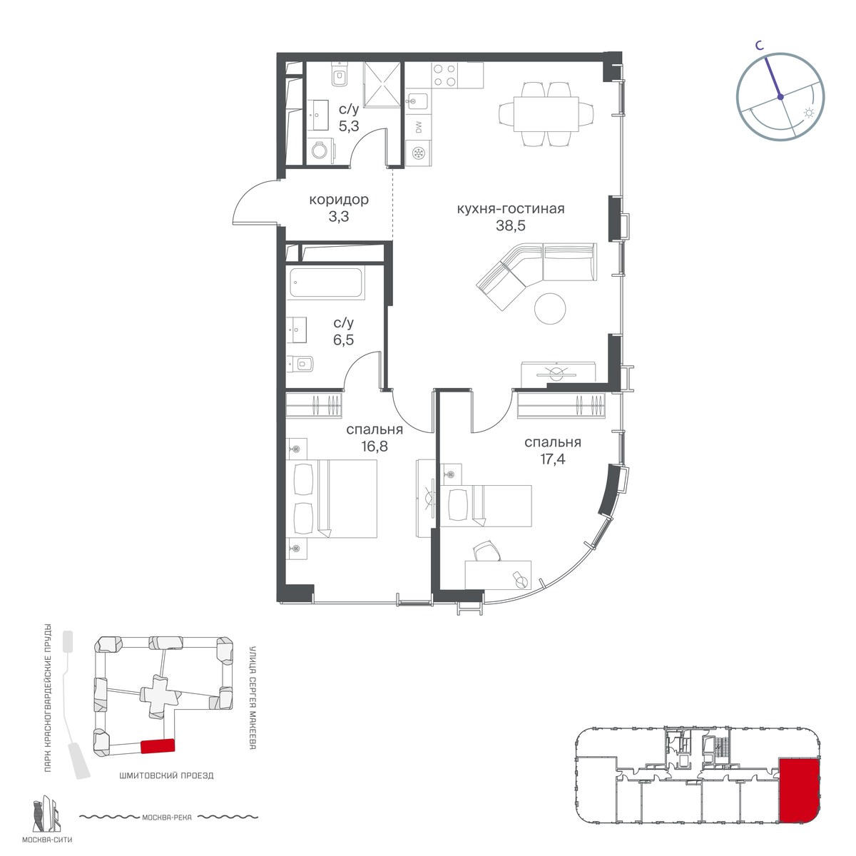Планировка 87.8 м²