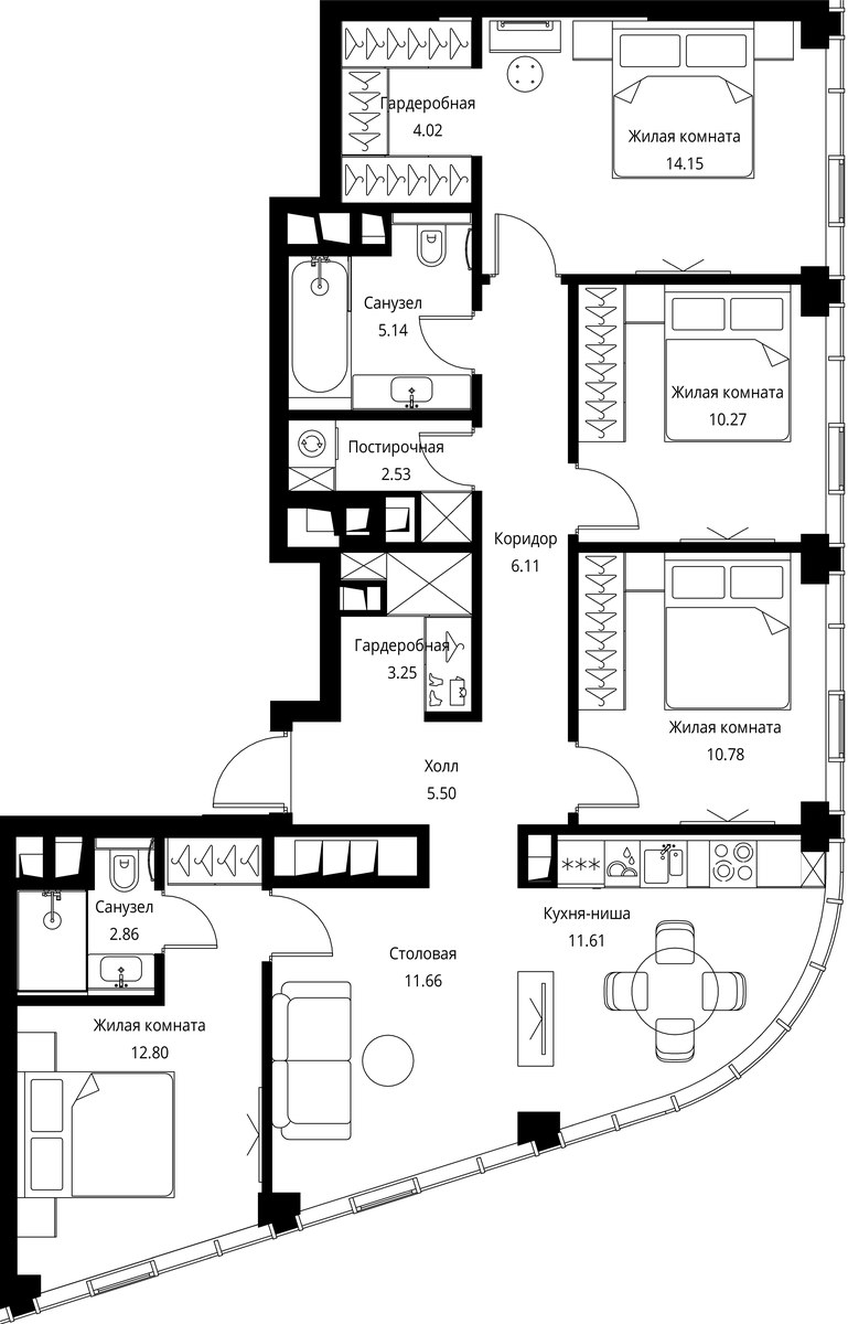 Планировка 100.68 м²