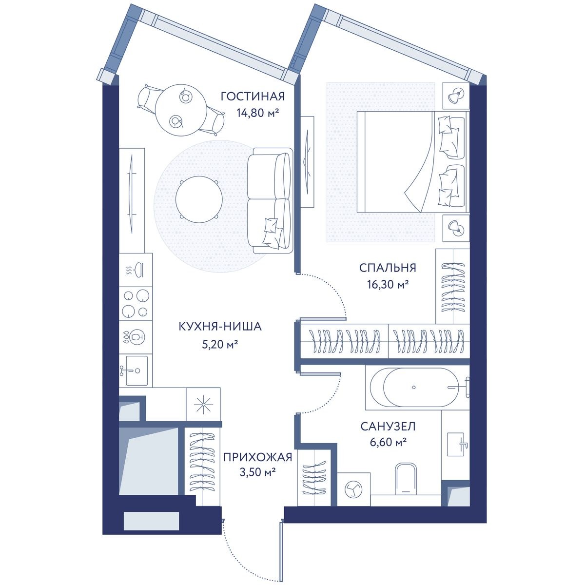 Планировка 46.4 м²