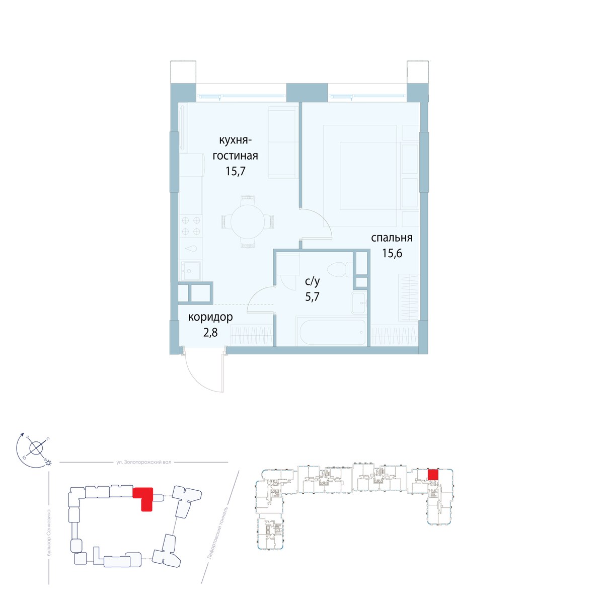 Планировка 39.8 м²