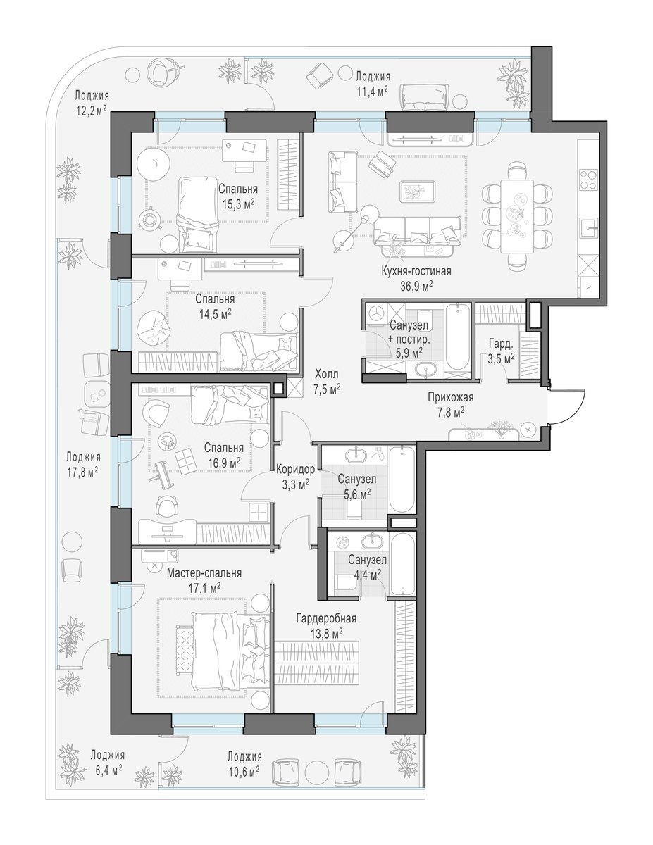 Планировка 183.2 м²
