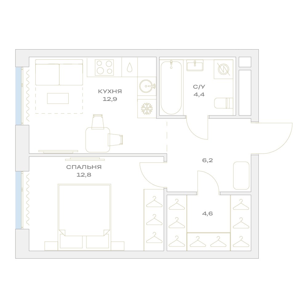 Планировка 40.9 м²