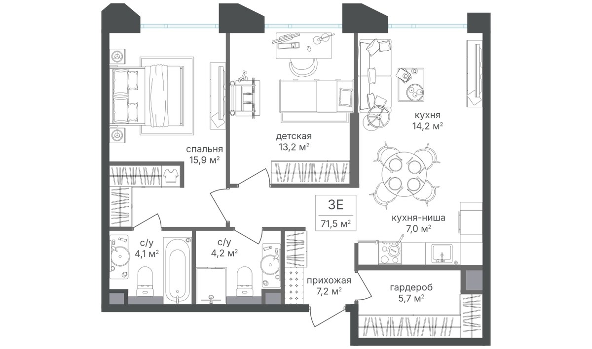Планировка 70.6 м²