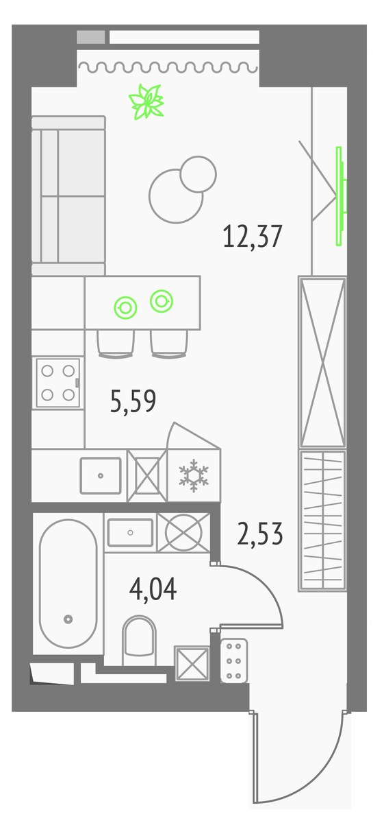 Планировка 24.53 м²
