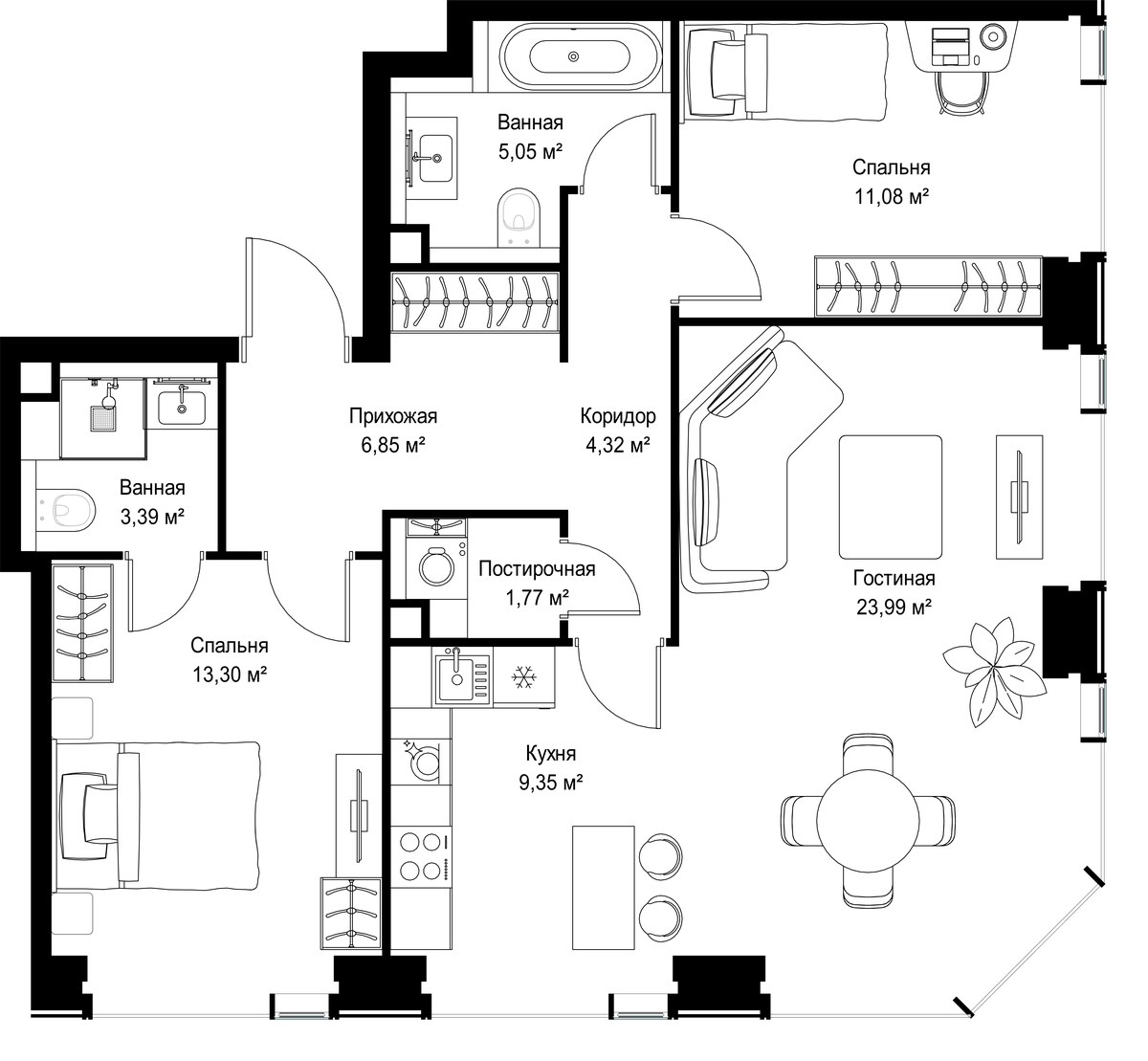 Планировка 79.1 м²