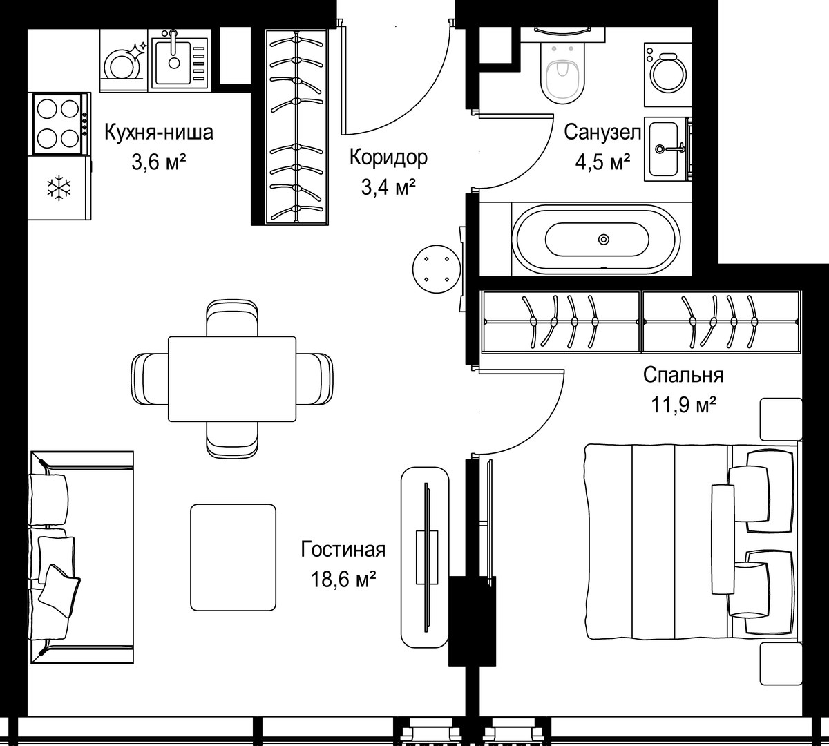 Планировка 42.0 м²