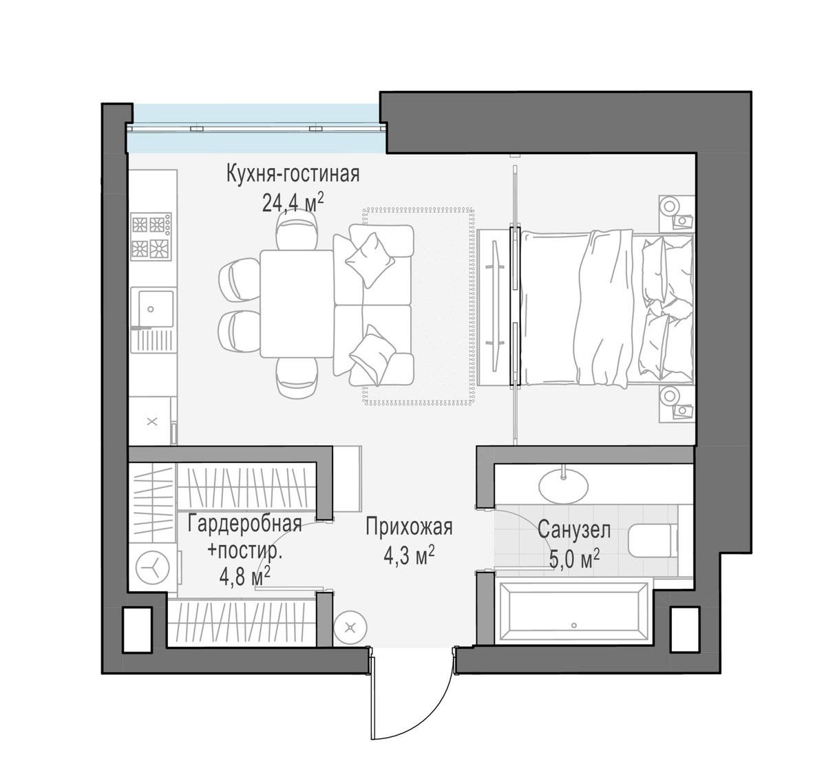Планировка 40.4 м²