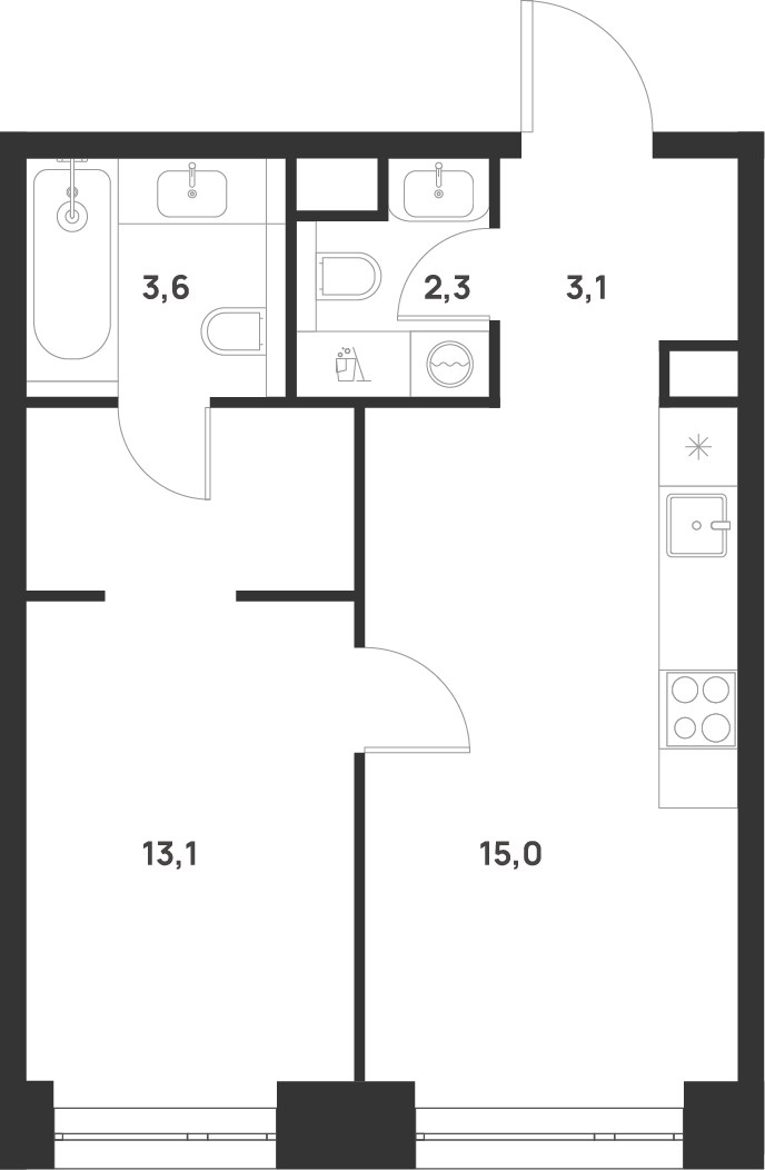 Планировка 37.1 м²