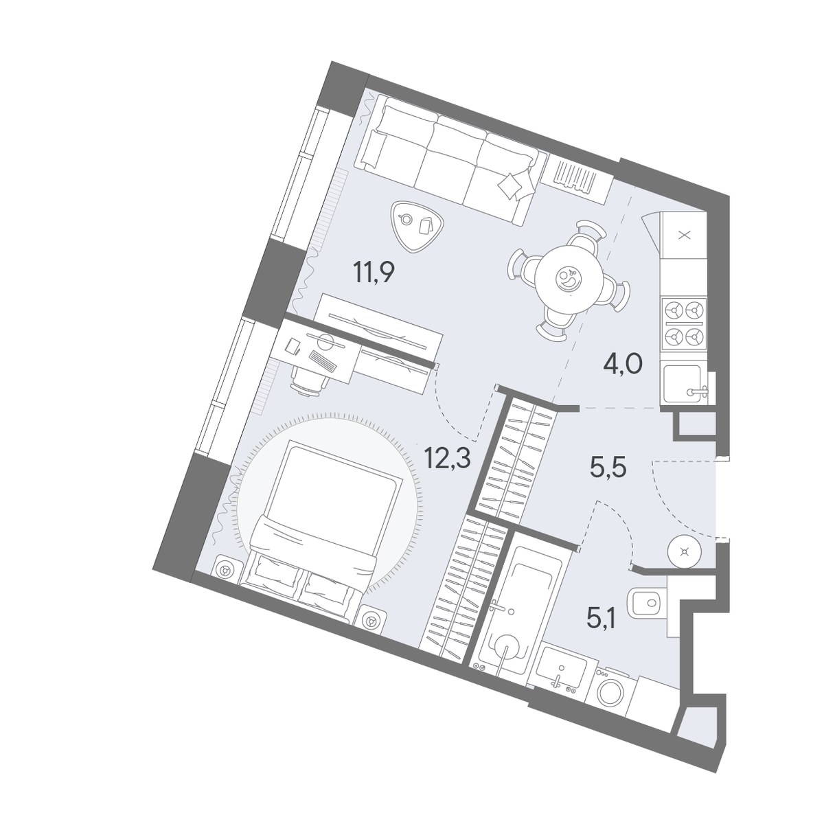 Планировка 38.8 м²