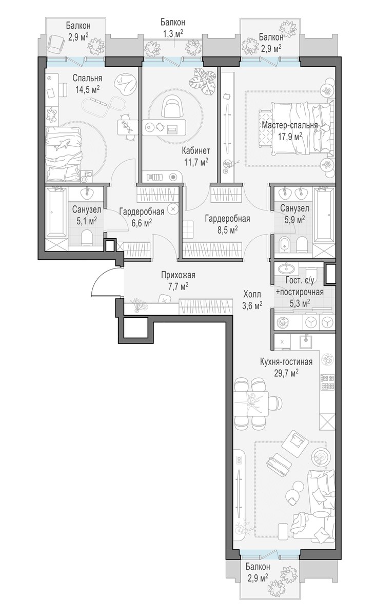 Планировка 122.1 м²