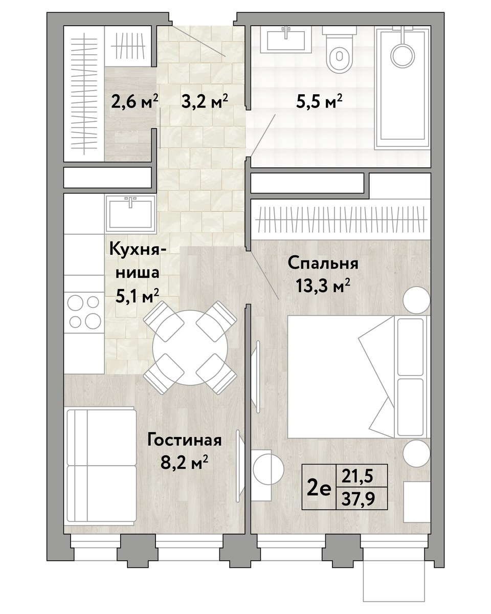 Планировка 37.9 м²