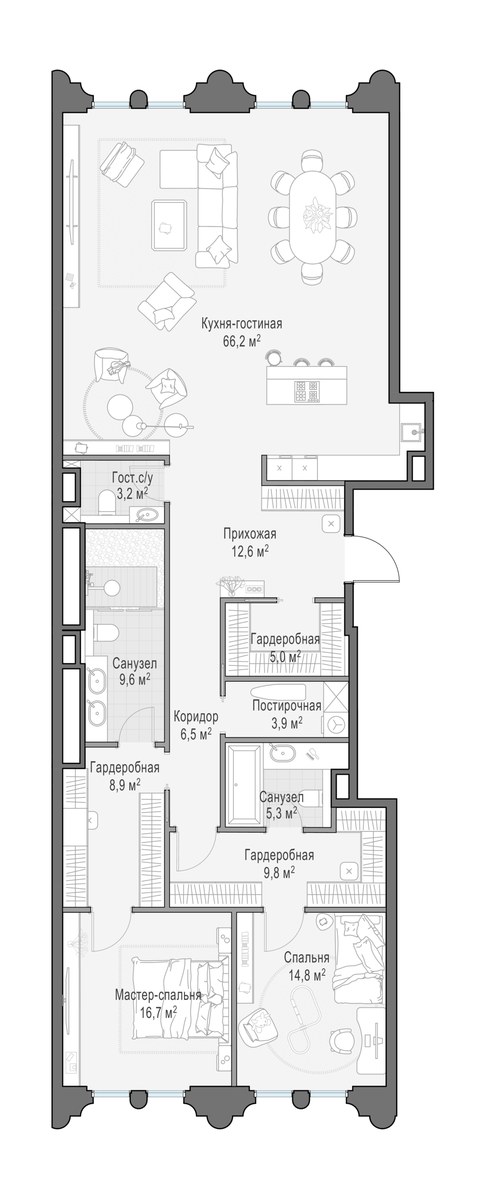 Планировка 161.2 м²