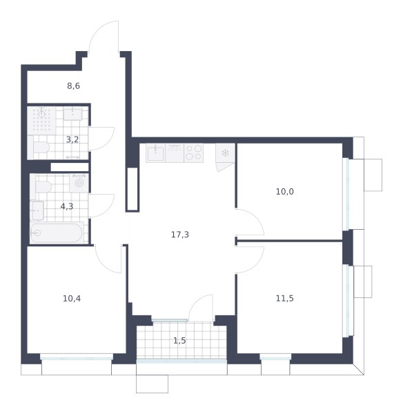 Планировка 66.8 м²