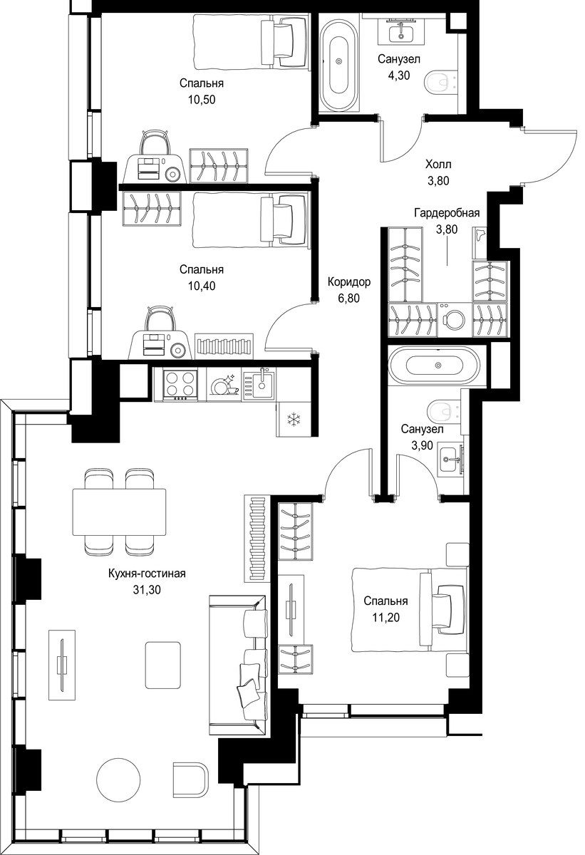 Планировка 86.0 м²