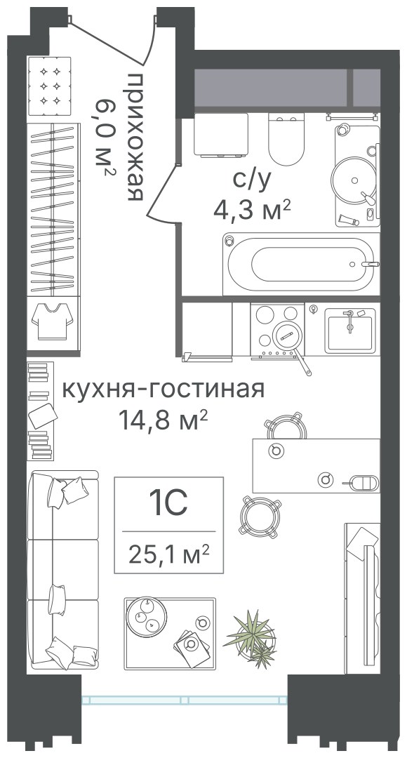 Планировка 40.0 м²