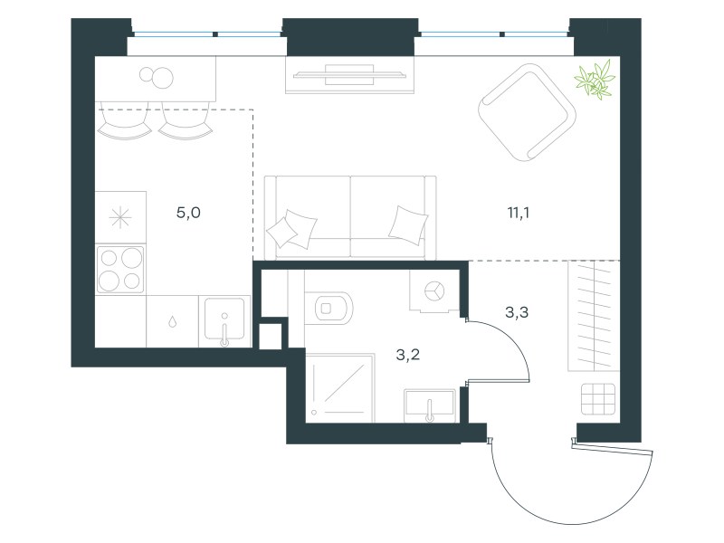 Планировка 22.6 м²