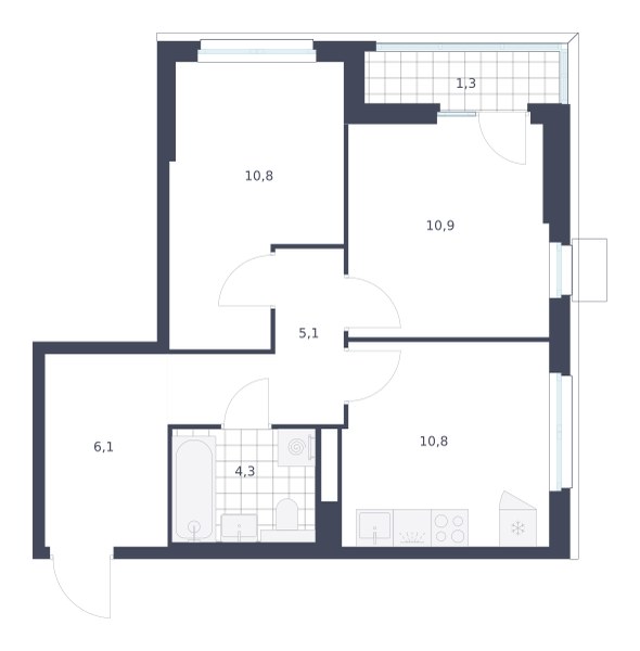 Планировка 49.3 м²
