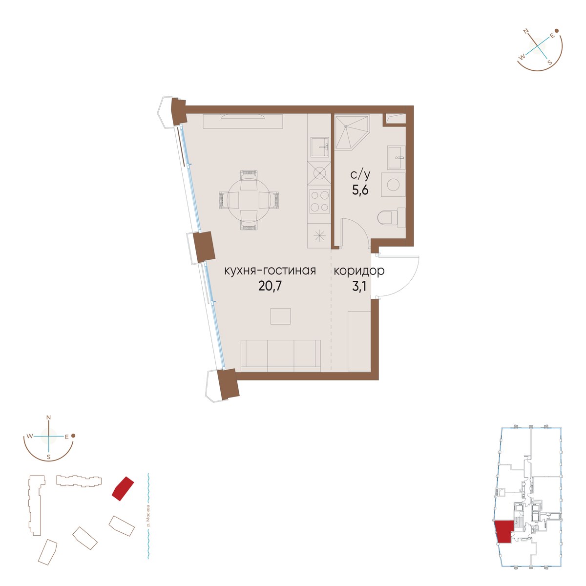 Планировка 29.4 м²