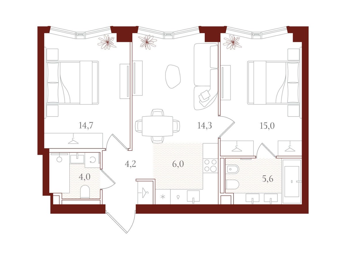 Планировка 63.8 м²