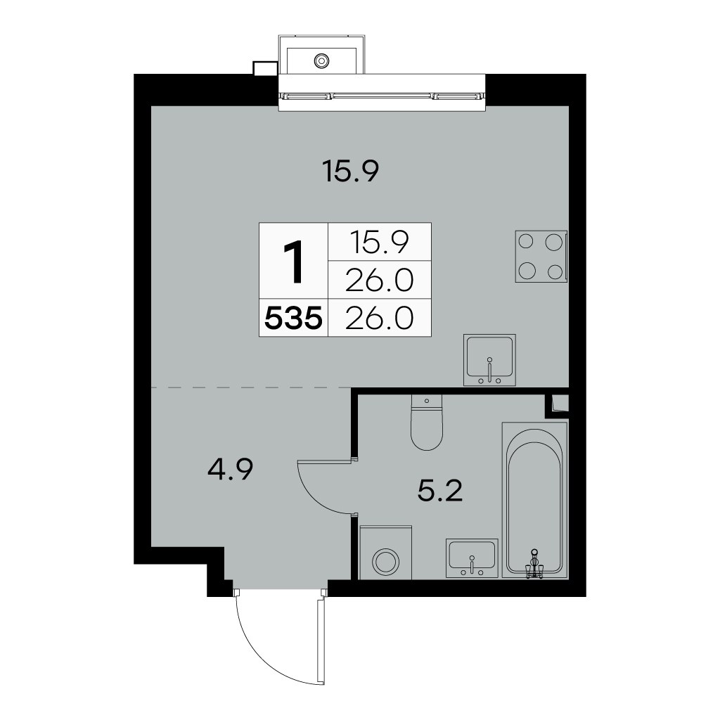 Планировка 26.0 м²