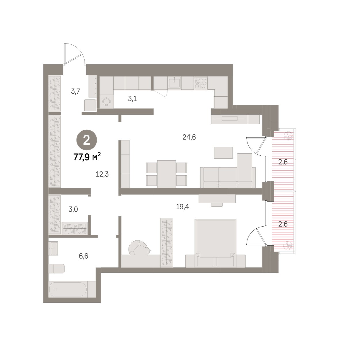 Планировка 77.9 м²