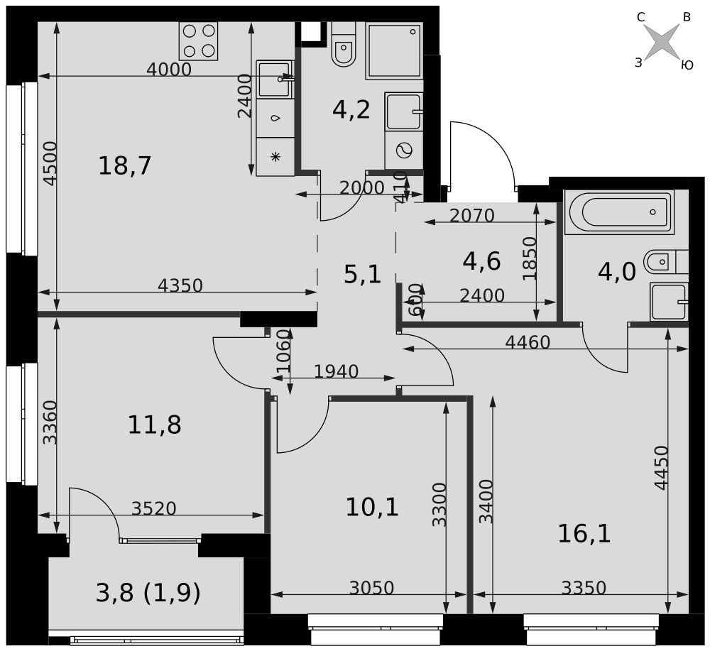 Планировка 76.5 м²