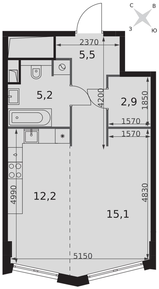 Планировка 40.9 м²