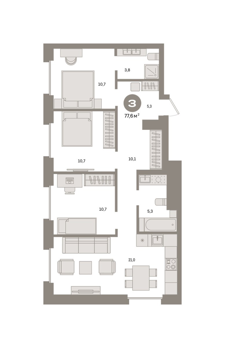 Планировка 77.6 м²