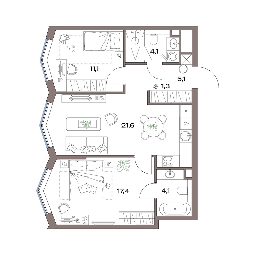 Планировка 65.7 м²