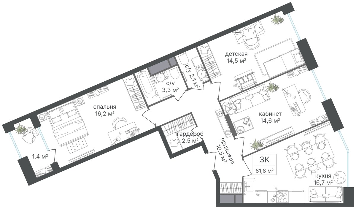 Планировка 81.7 м²