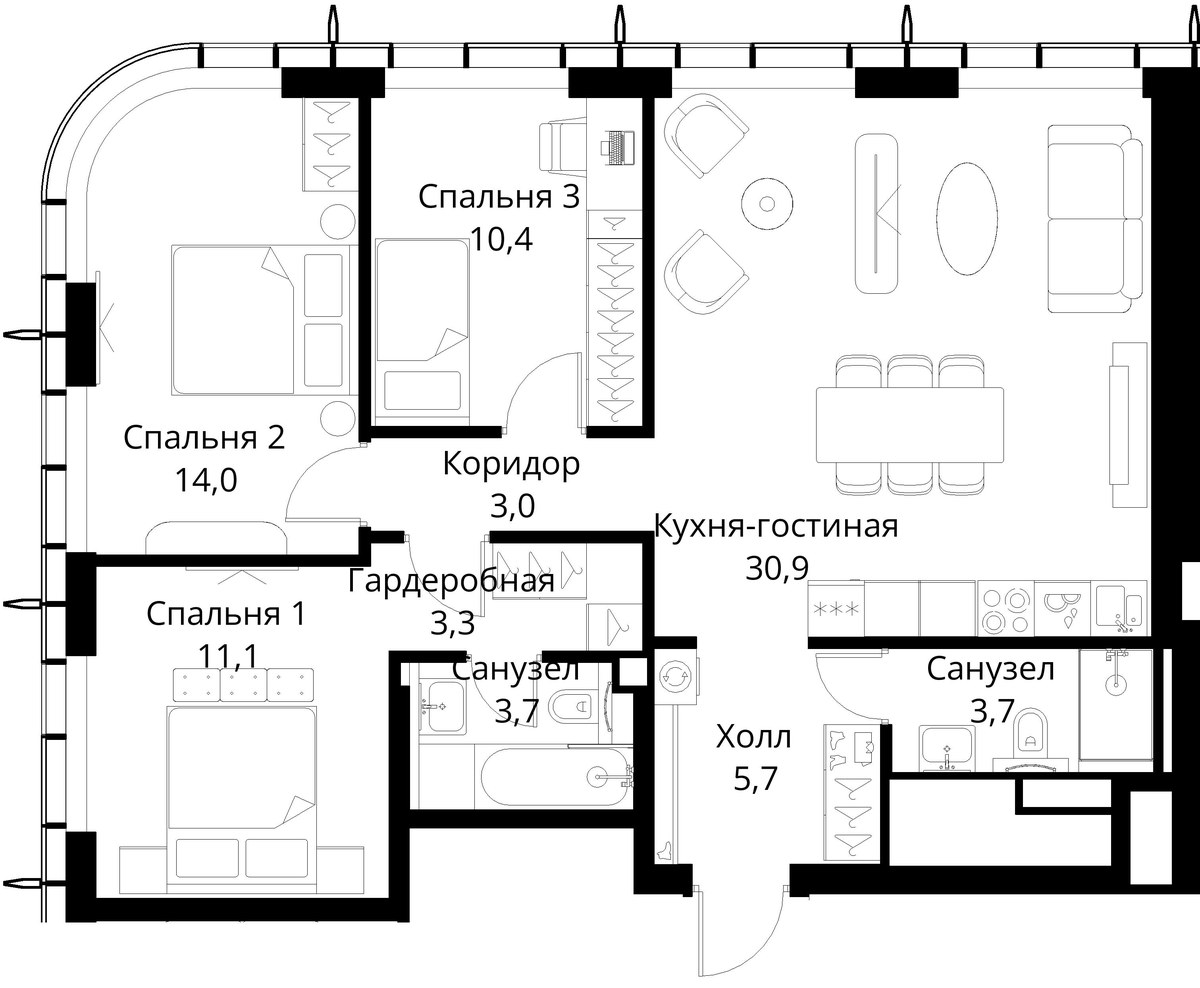 Планировка 85.8 м²