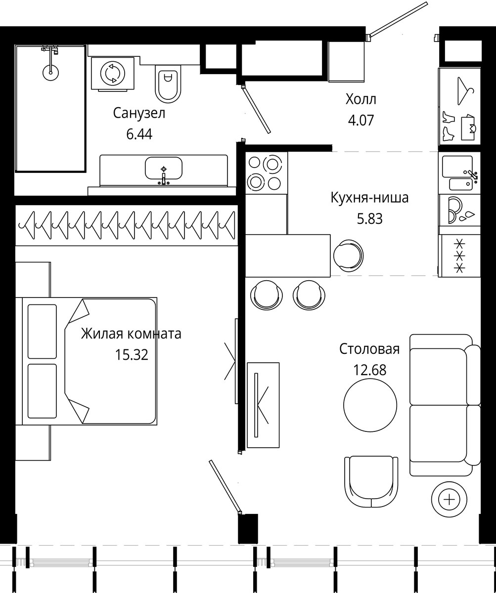 Планировка 44.0 м²