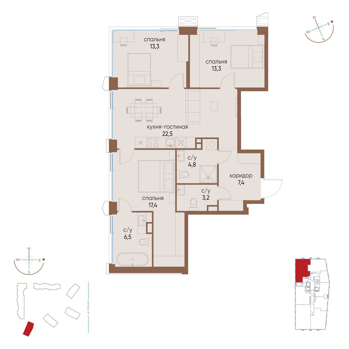 Планировка 88.4 м²