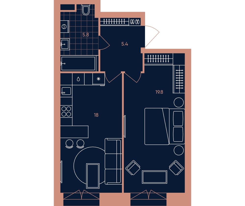 Планировка 49.0 м²