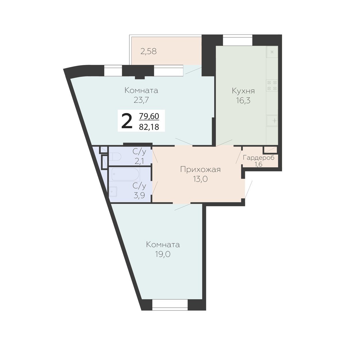 Планировка 82.18 м²