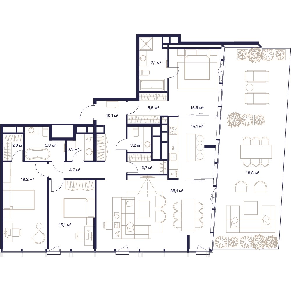 Планировка 159.2 м²
