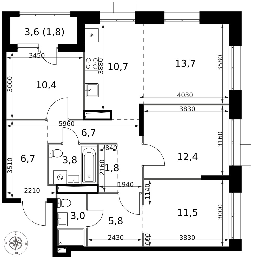 Планировка 88.3 м²