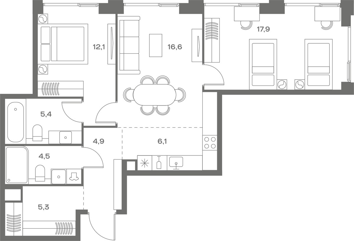 Планировка 72.8 м²