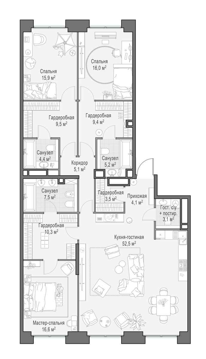 Планировка 162.9 м²