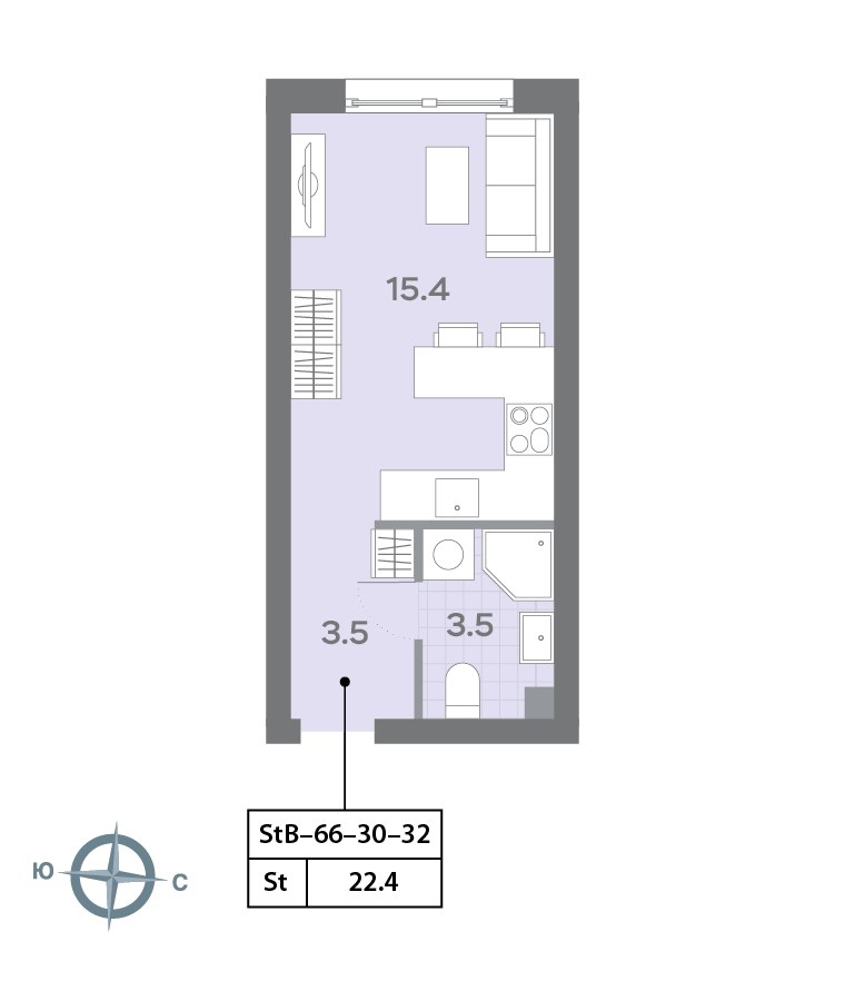Планировка 22.3 м²