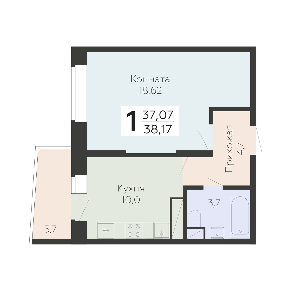 Планировка 38.17 м²